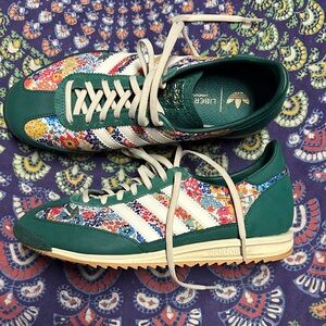 Adidas Green Floral Pattern Sneakers